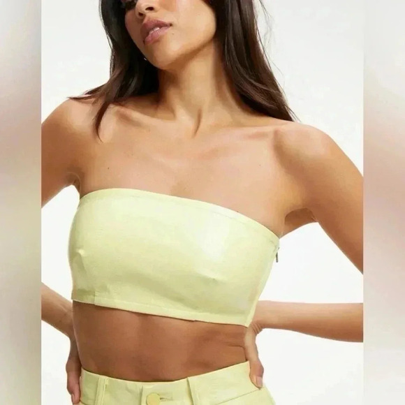 Good American Tops - Good American Faux Leather Bandeau Top, Key Lime. Size 2. NEW WITH TAGS!